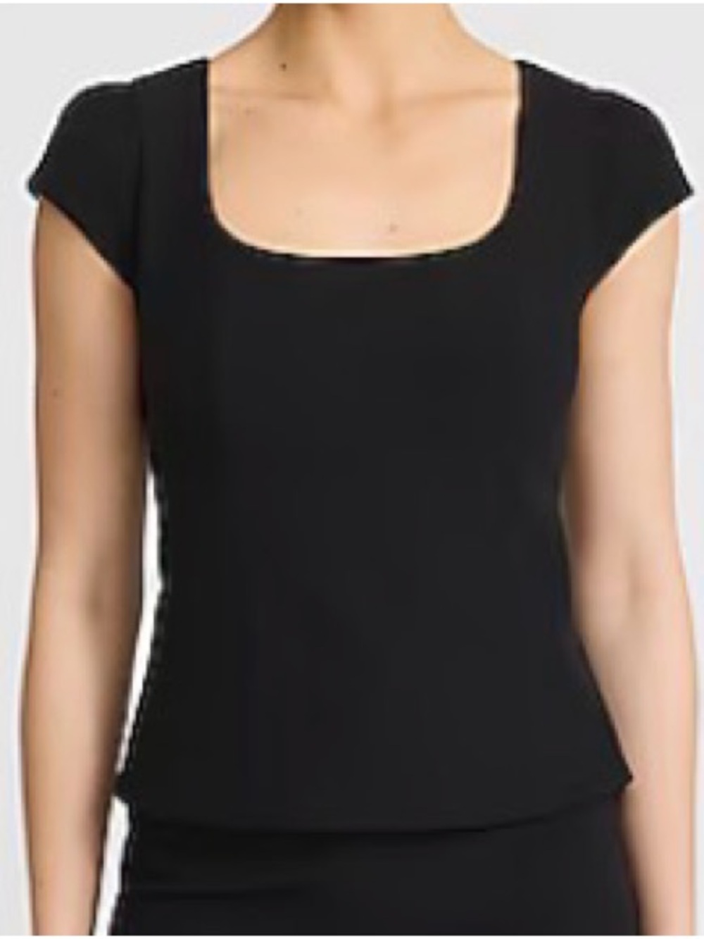 Classic Square Neck Cap Sleeve Top - Black